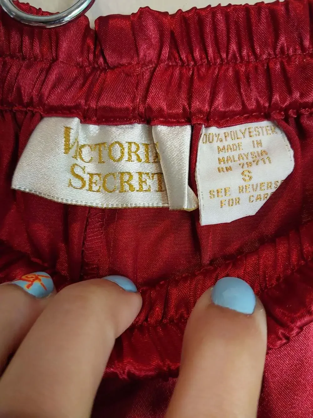 Vintage Victoria's Secret Gold Label Button Front Satin Red Brocade Sleep Shirt